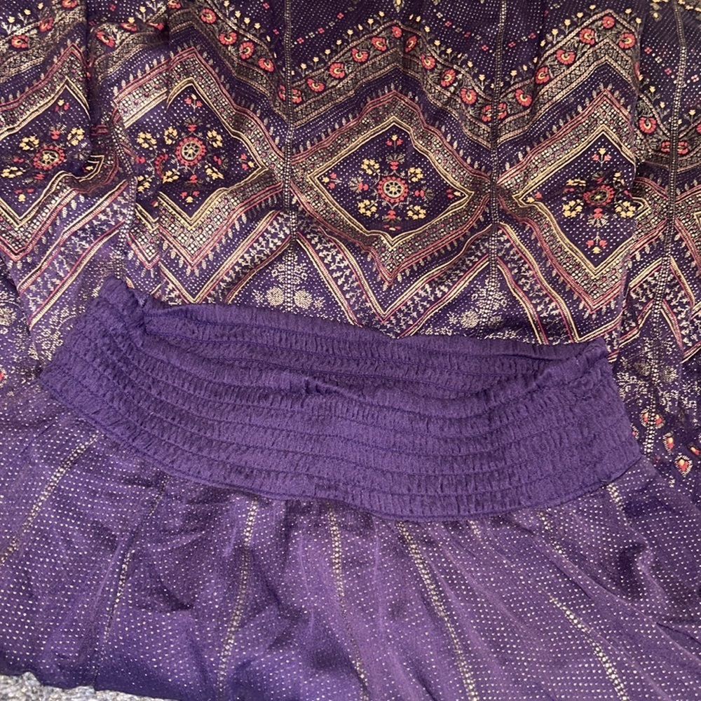 Soft Surroundings Kismet Purple and Gold Metallic Boho Maxi Skirt Size Small - Picture 6 of 9